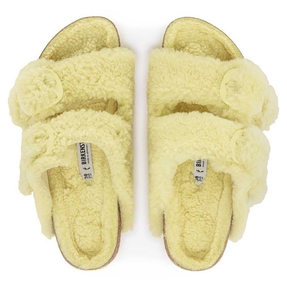 BIRKENSTOCK Arizona Big Buckle Teddy in Popcorn Yellow NWOB Size EU 38 US 7 - Picture 1 of 14